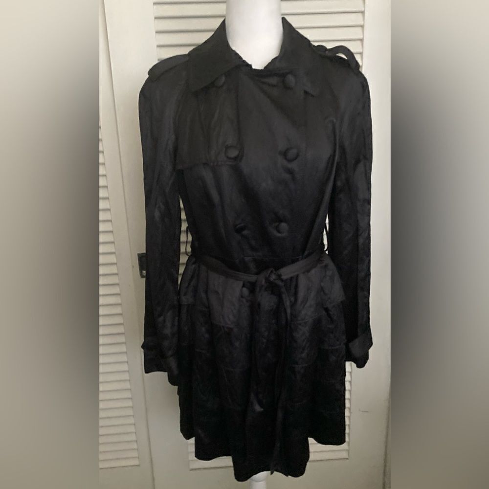 Inc International Concepts Black belted Trench Coat Large